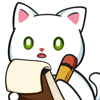 White Cat Taking Notes Animation