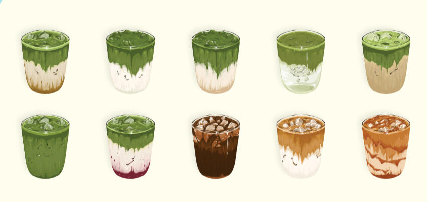 A Set of Matcha Drinks A Set of Matcha Drinks