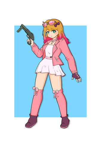 OC Pinky Girl with a gun OC Pinky Girl with a gun