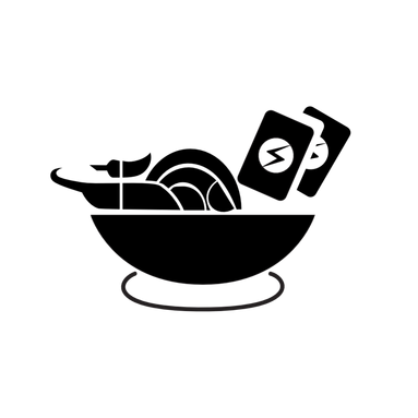 thai food with cards black logo